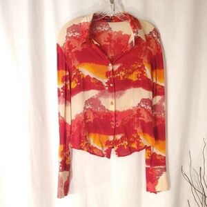 Silk Top With Asian Landscape